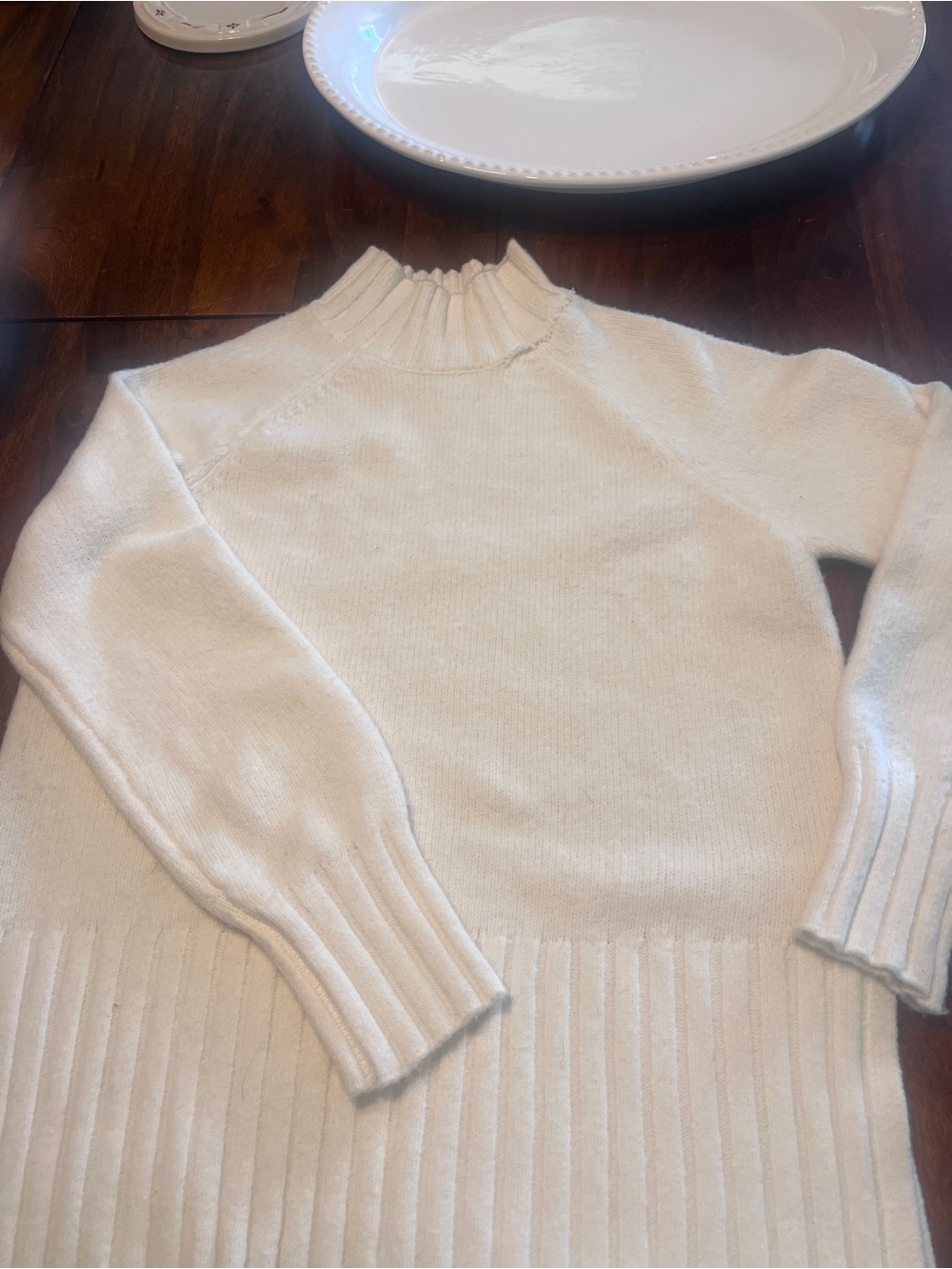 Classic Cream Mock-Neck Women's Tunic Sweater